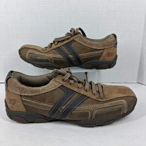 Skechers Mens Brown Leather Suede Casual Sneakers Lace Up Shoes US 7.5 02-2-12